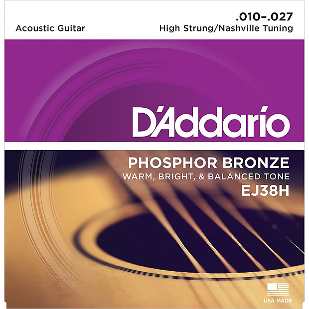 D'Addario EJ38H Phosphor Bronze Acoustic Guitar Strings High Strung/Nashville Tuning 10-27 image 1