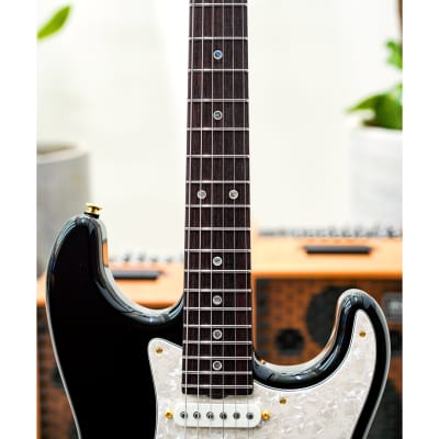 Don Grosh 30th Anniversary Limited Edition NOS Retro SSH-Black w/Highly Figured 5A Roasted Birdseye Maple Neck, Indian Rosewood Fingerboard & Gold Hardware image 3