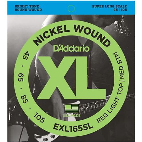 D'Addario XL Nickel Wound Super Long Scale Bass Guitar Strings - EXL165SL / Custom Light image 1