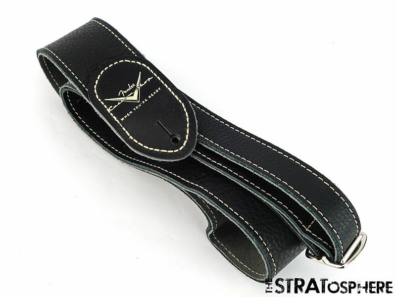 Fender USA Custom Shop GUITAR STRAP Strat Black Leather from Reverb