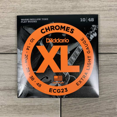 D'Addario ECG23 Chromes Flat Wound Electric Guitar Strings, 10-48, Extra Light Set