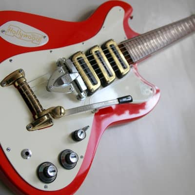 1966 Meazzi Hollywood Mustang stratocaster - Red image 8
