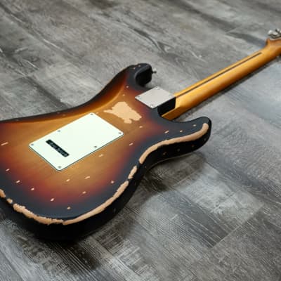 AIO S3 Left Handed Electric Guitar - Relic 3-Tone Sunburst (Maple Fingerboard) image 13