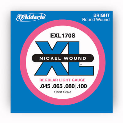D'Addario EXL170S Short Scale Nickel Bright Round Wound Electric Bass Strings