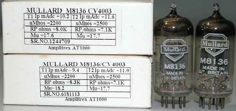 M8136 CV4003 ECC82 1 matched pair 2 pcs Mullard Made in Gt.Britain  Amplitrex Tested