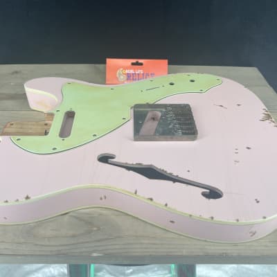 Real Life Relics Nitro 69 Thinline Tele® Telecaster® Body Double Bound Aged Shell Pink image 7