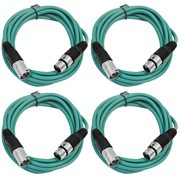 Seismic Audio SAXLX-6-4GREEN XLR Male to XLR Female Patch Cables - 6' (4-Pack) image 1