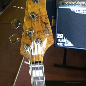 Cort GB4-Custom NAT 4-String Bass with Spalted Maple Top Natural Glossy