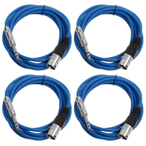 Seismic Audio SATRXL-M10-4BLUE 1/4" TRS Male to XLR Male Patch Cables - 10' (4-Pack)