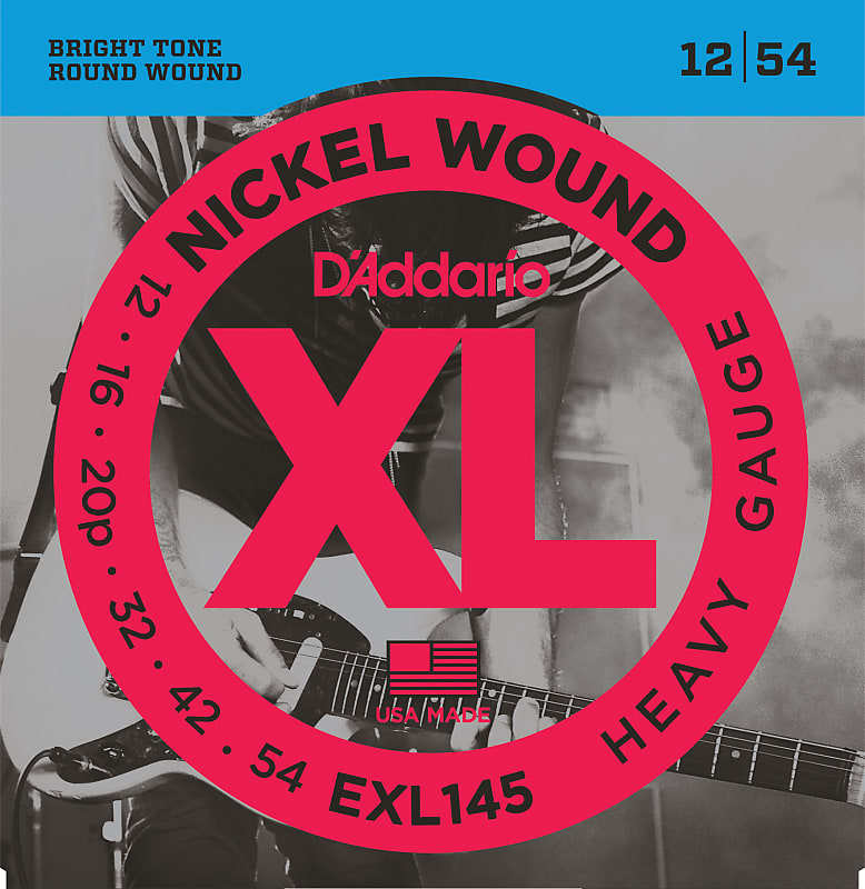 D'Addario EXL145 Nickel Wound Electric Guitar Strings, Heavy, 12-54 with Plain