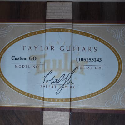2011 Taylor Custom GO Brazilian Rosewood Natural Finish Acoustic w/OHSC image 23