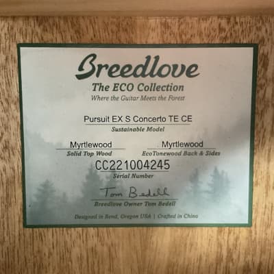 Breedlove PSCO42CEMYMY Pursuit Exotic S Concerto CE Acoustic Guitar - Tiger's Eye image 3