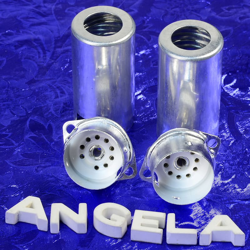 Two 9 Pin Tube Sockets With Shields For Guitar Amps New White Reverb