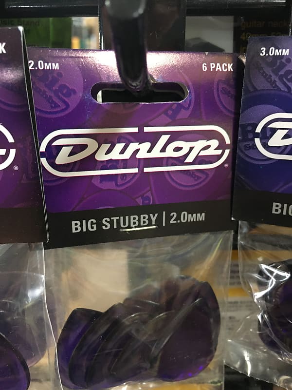Dunlop Big Stubby 2.0mm 6 Pick Pack Purple image 1
