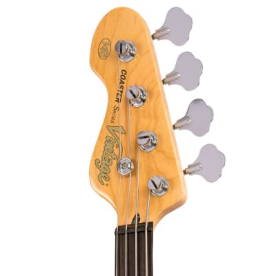 Vintage V40 Coaster Series Bass Guitar ~ Left Hand Gloss Black image 3