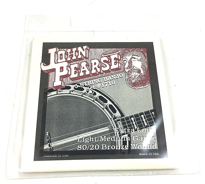 John Pearse Banjo Strings 5 Strings 80 20 Bronze Wound Lt Med