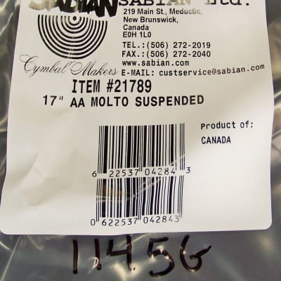 Sabian AA 17" Molto Symphonic Suspended Cymbal/Model # 21789 - 1145 Grams/NEW image 4