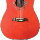 Oscar Schmidt 1/2 Size Acoustic Guitar, Select Spruce Top, Trans Red, OGHSTR