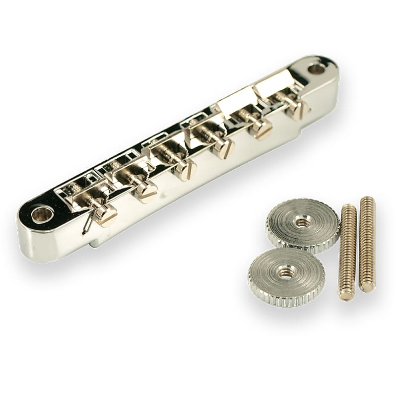 Kluson USA Replacement Wired ABR-1 Tune-O-Matic Bridge w/ Plated Brass Saddles Chrome image 1