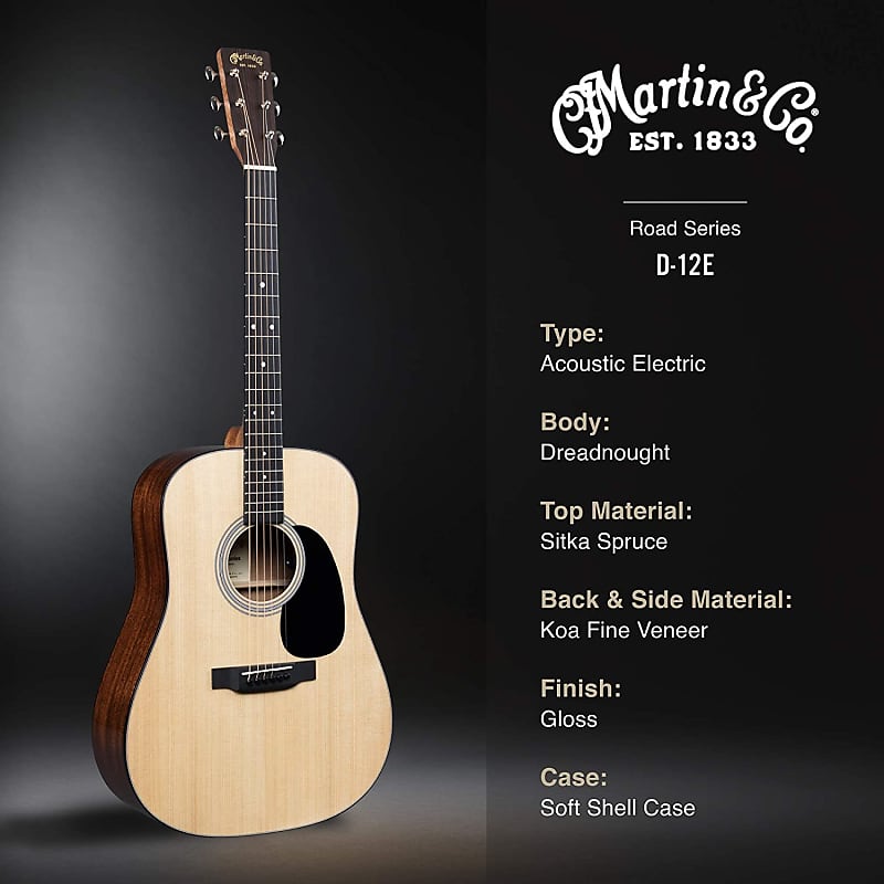 Martin D-12E Koa Acoustic-Electric Guitar - Sitka Spruce | Reverb