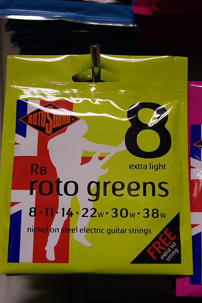 Rotosound R8 Roto Greens Electric Guitar Strings - Extra Light (8-38) image 1