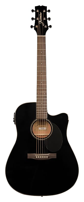 Jasmine JD39CE-BLK Dreadnought Acoustic Electric Guitar. Black Finish JD39CE-BLK-U image 1