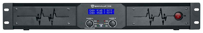 Rockville D12 5000w Peak/1400w RMS Power Amplifier 2 Channel Class D Pro/DJ Amp  			