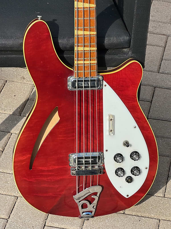 Rickenbacker 4005 OS Old Style Bass 1967 - ultra rare 1-off Double Bound  Body w/a stunningly flamey see-thru Burgandyglo finish.