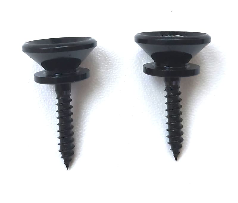 2 Stratocaster Style Black Strap Buttons Gotoh type + screws | Reverb