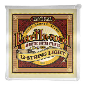 Ernie Ball 2010 Earthwood 80/20 Bronze Light Acoustic 12-String Guitar Strings, .009/.009 - .046/.026