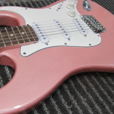 Crescent Strat Style Guitar, Salmon Colo Plays Good, Sounds Good, Needs New Strings, Cool Color, Goo image 1