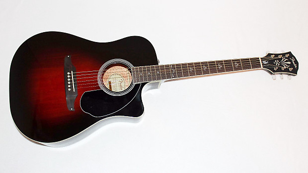 Fender Wayne Kramer Red Burst Dreadnought Acoustic-Electric Guitar image 1