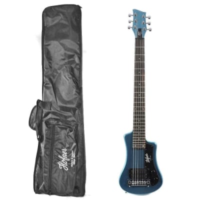HOFNER HCT-SH-BL SHORTY TRAVEL Electric Guitar BLUE with Gig Bag image 2