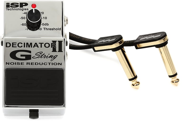 ISP Technologies Decimator II G String Noise Suppressor Pedal Bundle with  EBS PG-58 Premium Gold Flat Patch Cable - Right Angle to Right Angle -  22.83 