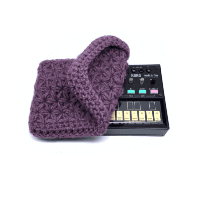 Jasmine stitch crochet dust cover for Korg Volca series modules - Violet image 1