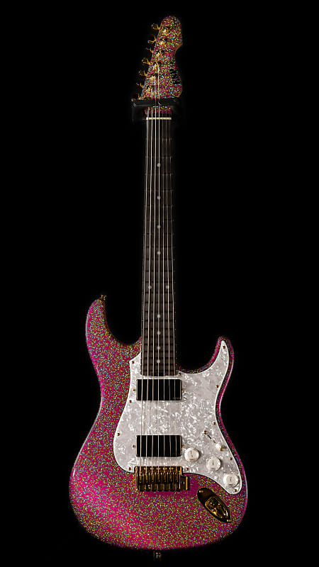 ESP Custom Shop Snapper Takayoshi Ohmura Custom 7 String (Twinkle Pink,  Fully Scalloped)