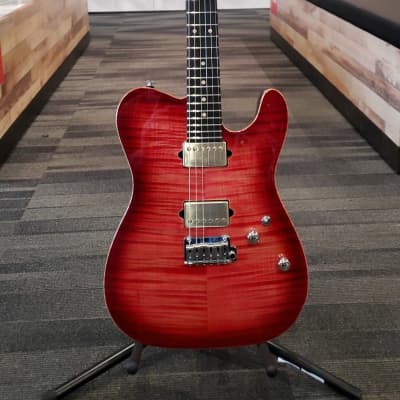 Suhr 01-CUS-0016 Modern T Electric Guitar, Faded Trans Wine Red Burst w/ Gig Bag image 2