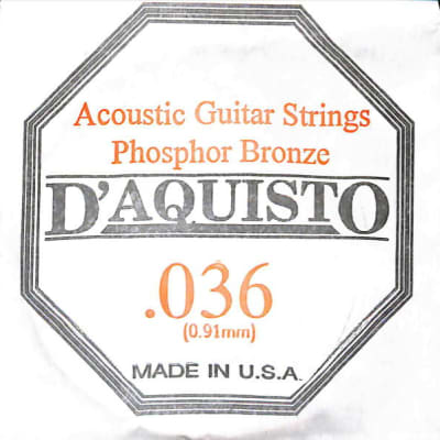 Two (2) - .036 Phosphor Bronze Wound - D'Aquisto Acoustic Guitar Strings for sale