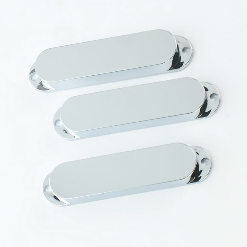 Replacement Strat Style Single Coil Guitar Pickup Cover Set ,No holes /Chrome Plated image 1