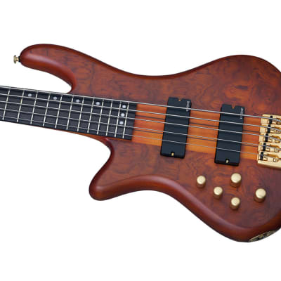 Schecter Stiletto Studio-5 5-String Left Handed Bass Guitar - Honey Satin image 5
