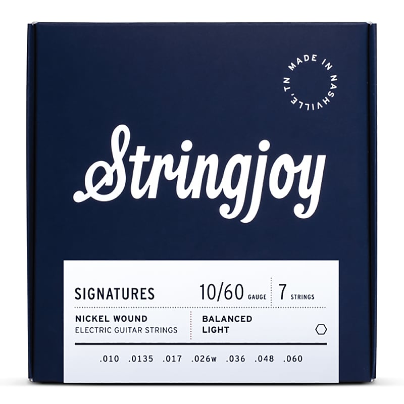 Stringjoy Signatures SJ-BAL107 7-String Nickel-Wound Electric Guitar Strings, Balanced Light 10-60 image 1