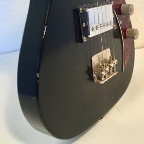 Vintage 100 year old banjo neck mounted on a mini telecaster body Tenor guitar 2018 Black image 10