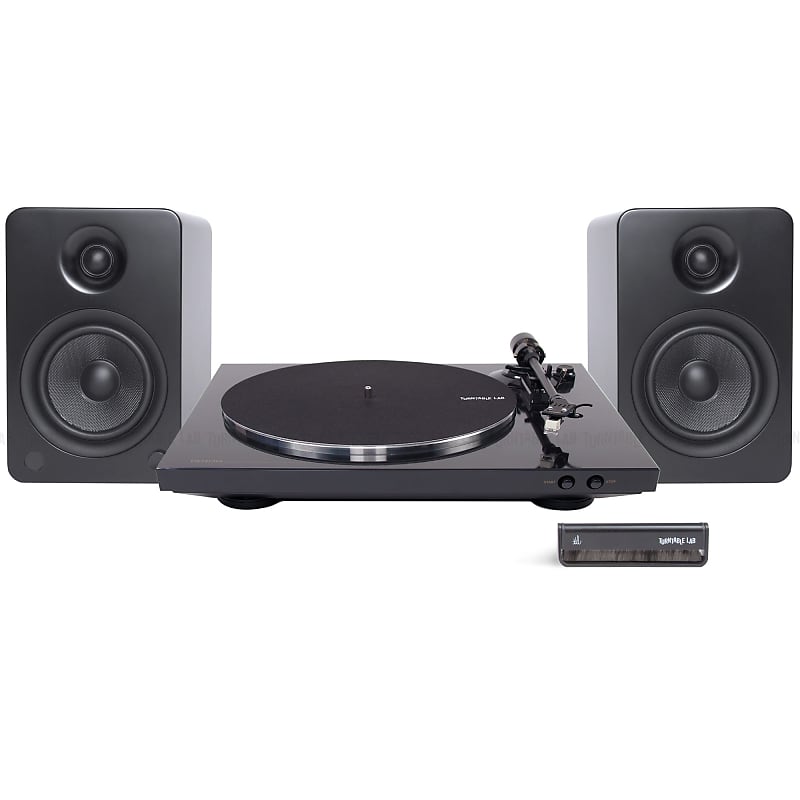 Denon: DP-300F Turntable Package Kanto YU6 Black  			