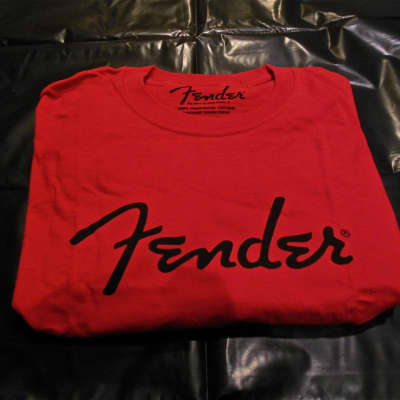 Fender Spaghetti Logo Tee Shirt Red Medium image 1