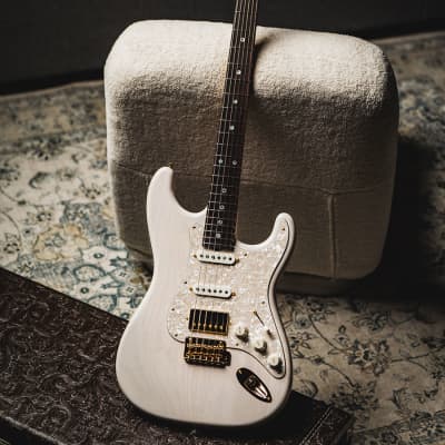 Don Grosh 30th Anniversary Limited Edition NOS Retro SSH-MK White (Swamp Ash) w/Highly Figured 5A Roasted Birdseye Maple Neck, Indian Rosewood Fingerboard & Gold Hardware image 2