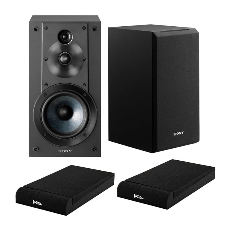 Sony SSCS5 3-Way 3-Driver Bookshelf Speaker System (Black) with Isolation Pads  			