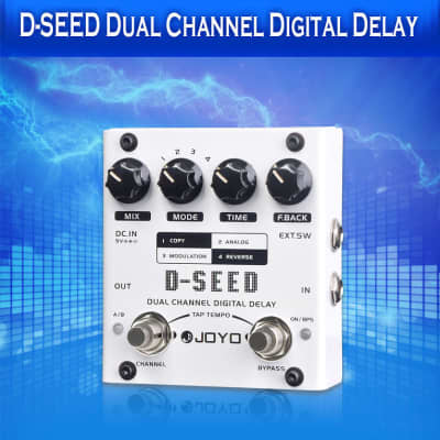 JOYO D-Seed Dual Chanel Delay Analog Digital Reverse TAP Tempo 4 Modes & Rowin Tuner Free US Ship image 3