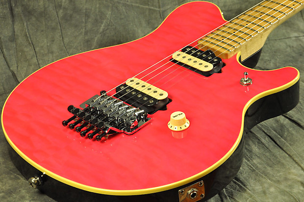 ギター ERNIE BALL Music Man AXIS EX Trans Pink Ernie Ball Music Man Axis Tribute Quilt Top Guitar Trans