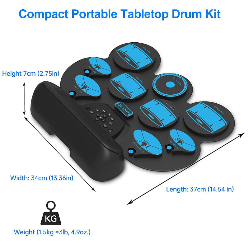 Multifunction Portable Electronic Drum Set 7 Velocity-Sensitive Pads  Tabletop Drum Practice Drum Support Recording Audio Input - AliExpress