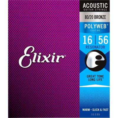 Elixir 11125 Polyweb 80/20 Bronze Acoustic Resonator Guitar Strings, .016-.056 image 2